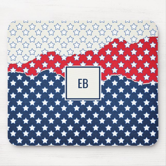 Mit Monogramm Weißsteine Mousepad (Vorne)