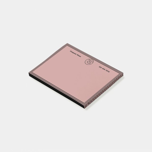 Mit Monogramm Werbeaktion zwischen Schwarz und Ros Post-it Klebezettel (angewinkelt)