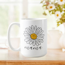 Mit Monogramm White Daisy Floral Doodle Mama