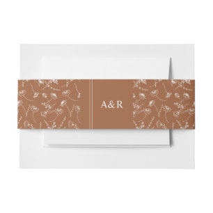 mit Monogramm Wildblume Sketch Burnt Orange Weddin Einladungsbanderole