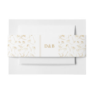 Mit Monogramm Wildblume Sketch White Gold Hochzeit Einladungsbanderole