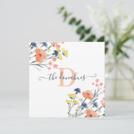 Mit Monogramm Wildblume Square Card Feiertagskarte