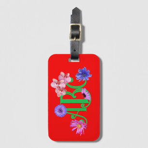 Mit Monogramm "Wildblumen-Akrylen-Gepäckmarke Gepäckanhänger
