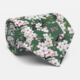 Mit Monogramm Wilde Kirsche Blossom Aquarellfarben Krawatte