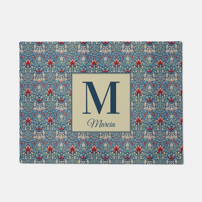 Mit Monogramm William Morris Fußmatte (Vorderseite)
