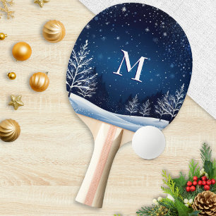 Mit Monogramm Winter Mitternacht Blue Sky Stars Tischtennis Schläger
