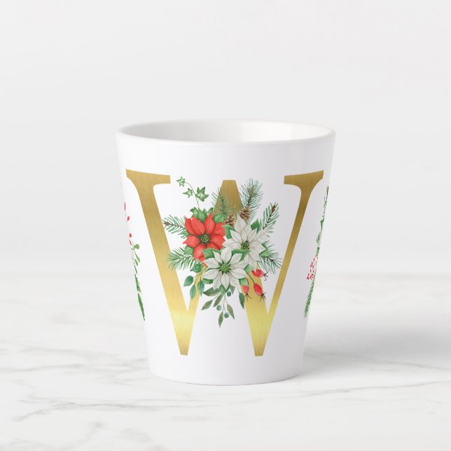 Mit Monogramm Xmas-Latte-Tasse-Gold-Brief Milchtasse (Vorderseite)