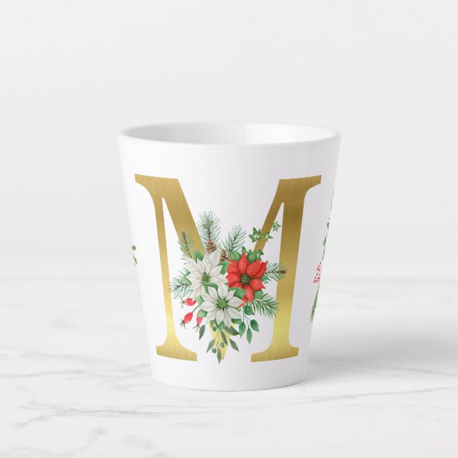 Mit Monogramm Xmas-Latte-Tasse-Gold-Brief Milchtasse (Vorderseite)