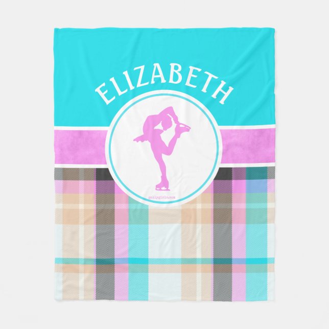 Mit Monogramm Zahl Skater-SommerTartan Fleecedecke (Vorderseite)
