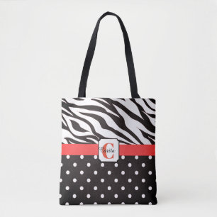 Mit Monogramm Zebra Polka-Dotted-Tasche Tasche