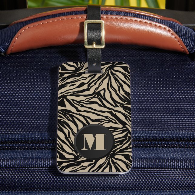 Mit Monogramm Zebra Print Gepäckanhänger (Vorderseite Insitu 2)