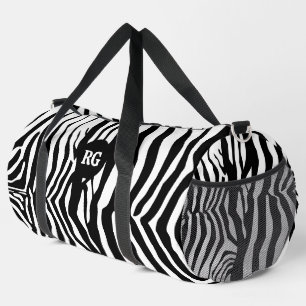Mit Monogramm Zebra-Schwarz-Weiß-Muster Duffle Bag