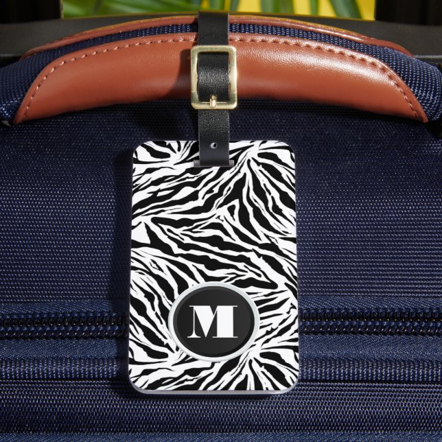 Mit Monogramm Zebra-Streifen Gepäckanhänger (Vorderseite Insitu 2)