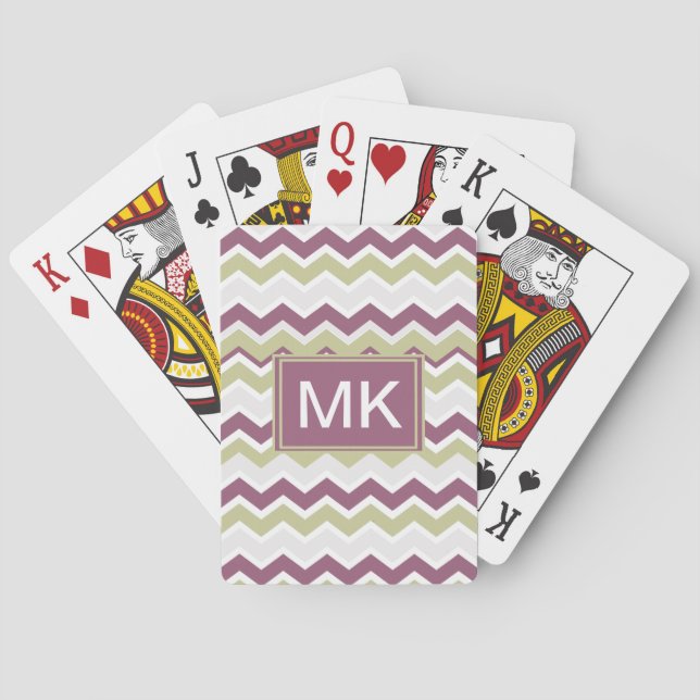 Mit Monogramm Zickzack Brille Spielkarten (Rückseite)