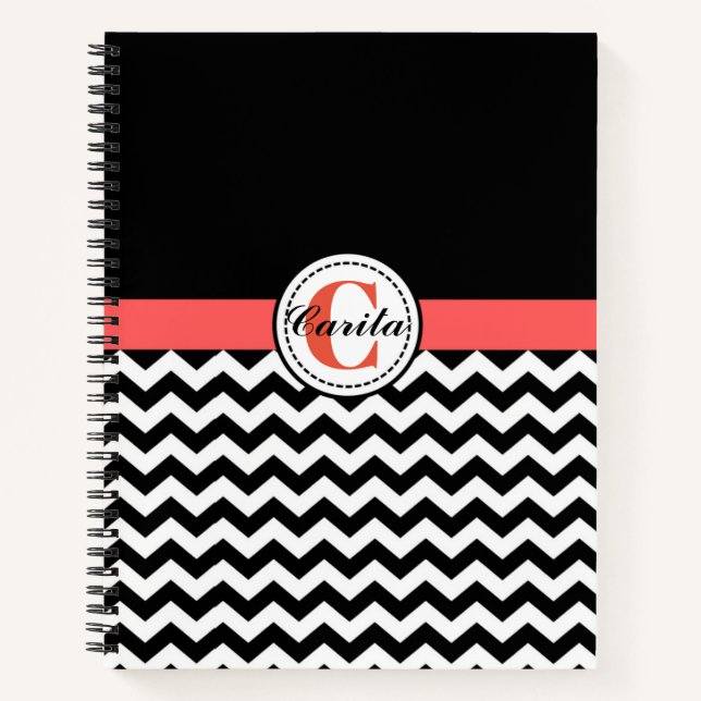Mit Monogramm Zickzack SpiralNotebook Notizbuch (Vorderseite)