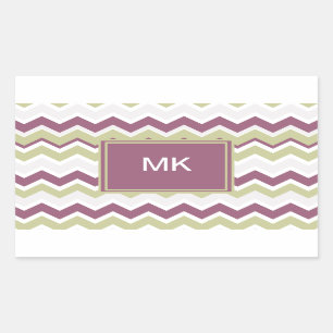 Mit Monogramm Zickzack Ziegelstein Rechteckiger Aufkleber