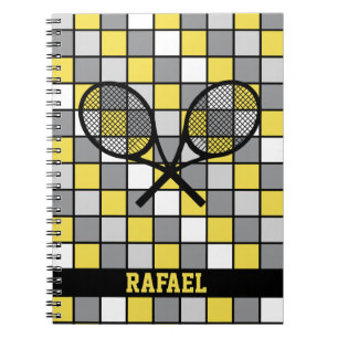 Mit 🎾 Namen geprüft Tennisschläger Notebook Notizblock