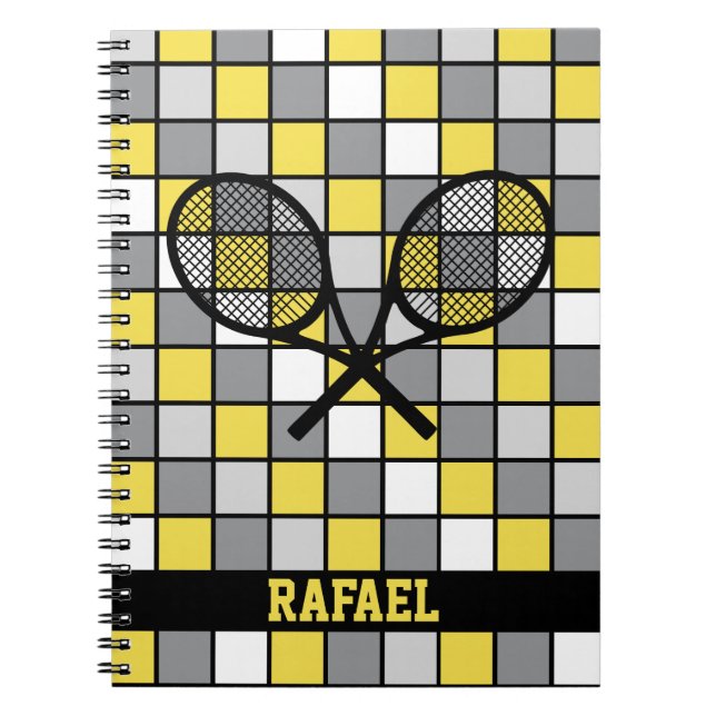 Mit 🎾 Namen geprüft Tennisschläger Notebook Notizblock (Vorderseite)