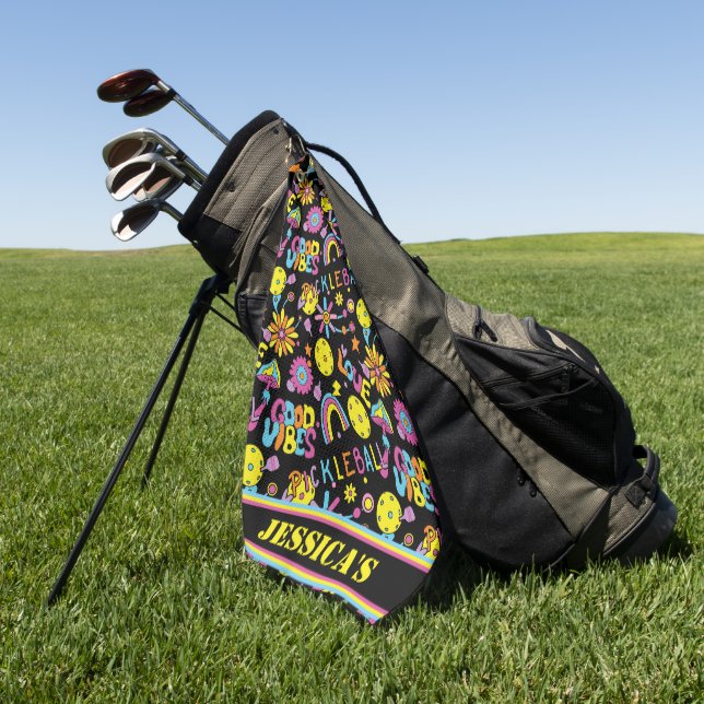 Mit Namen, Groovy, Retro 90er, schwarz Golfhandtuch (Gras)
