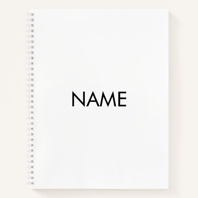 Mit Namen, minimalistisch Schwarz-weiß anpassen Notizbuch (Vorderseite)