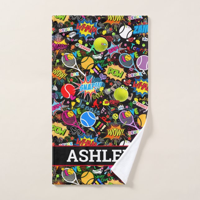 Mit Namen 😍 🤩 schwarzen 🖤 Eclectic Tennis 🎾 Mu Handtuch (Handtuch)