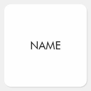 Mit Namen, Text minimalistisch Schwarz-weiß anpas Quadratischer Aufkleber
