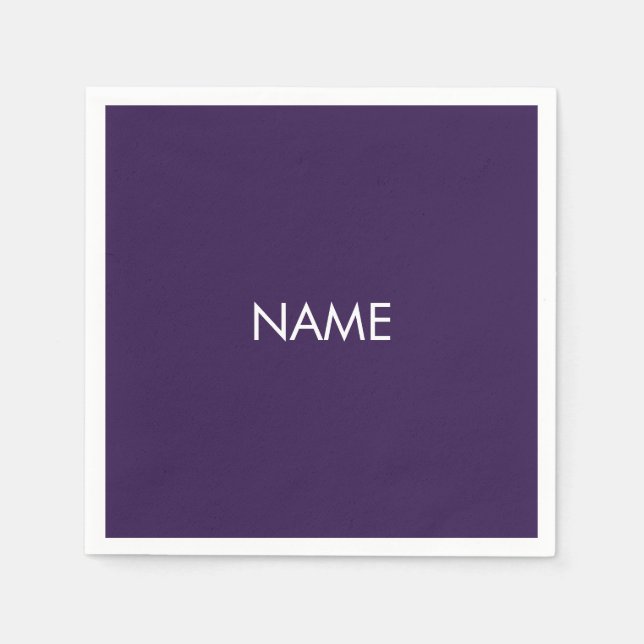 Mit Namen, Text minimalistisch violett lila anpass Serviette (Vorderseite)