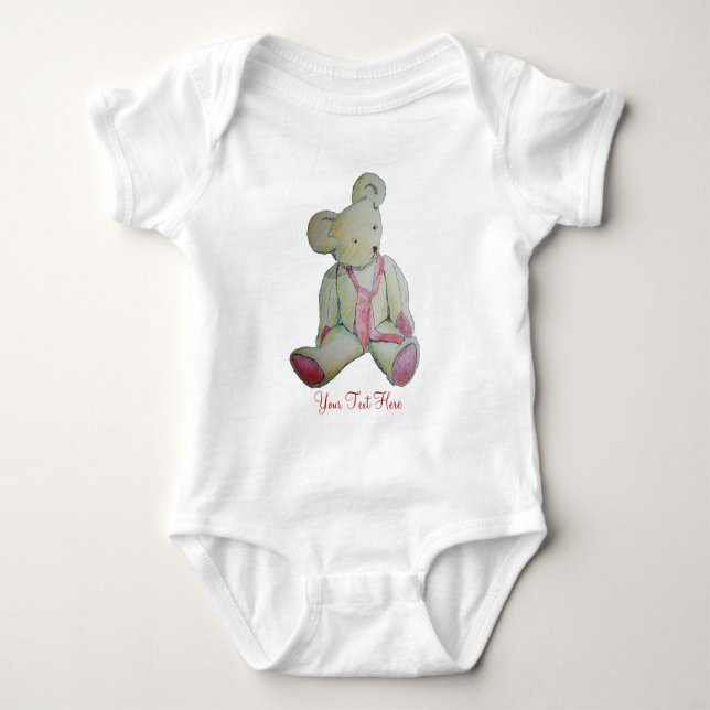 mit niedlichem alten Teddybär Baby Strampler (Vorderseite)