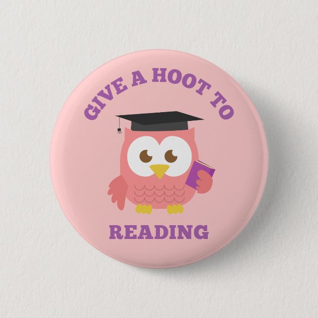 Mit Niedlicher Schüssel ein Hoot zum Lesen geben Button (Vorderseite)