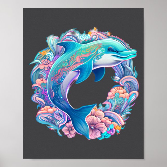 Mit Osterfest-Illustration Charmanter Delfin Poster (Vorne)