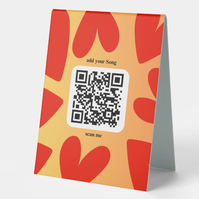 Mit personalisierten Song per QR-code Tischaufsteller (Vorderseite)