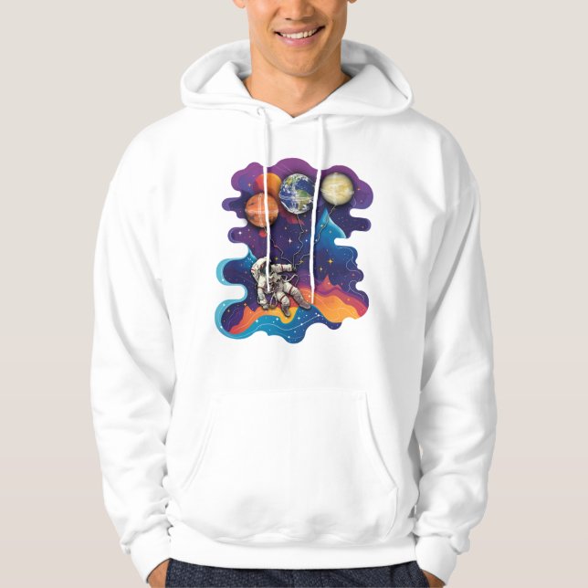 Mit Planeten im Weltraum fliegen Hoodie (Vorderseite)