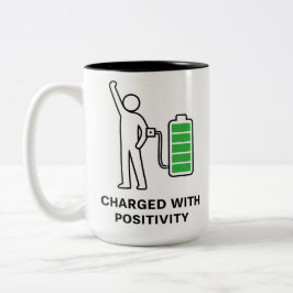 Mit Positivität aufgeladener Becher ☕🔋 | Lustige Zweifarbige Tasse