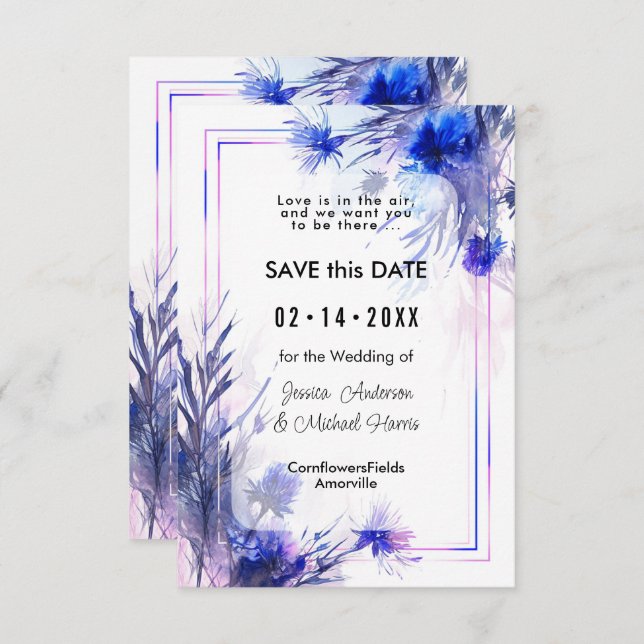 Mit QR-Code 💙 Cornflower Reverie Save The Date (Vorne/Hinten)