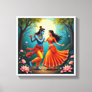 mit Radha Krishna Spiritual Paintings 🌺🎶. Leinwanddruck