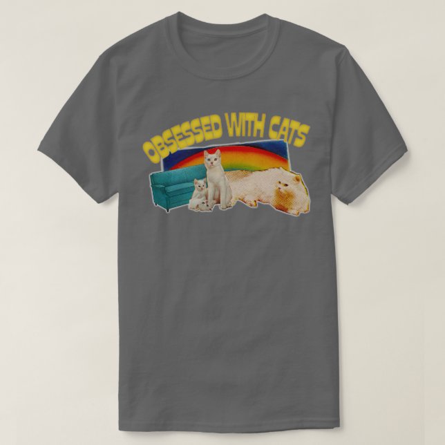 Mit Retro-Stil Katzengeschenk besessen T-Shirt (Design vorne)