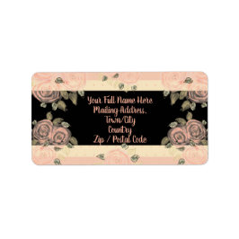 Mit rosa Rosendesign geschliffen Adressaufkleber