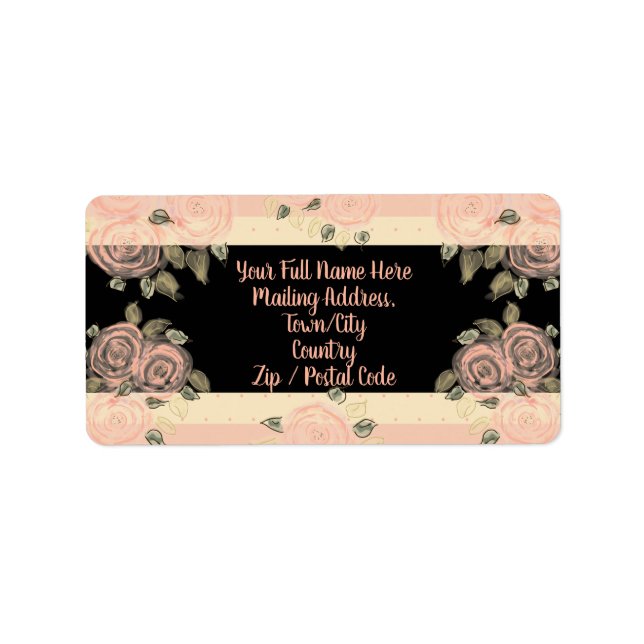 Mit rosa Rosendesign geschliffen Adressaufkleber (Vorne)