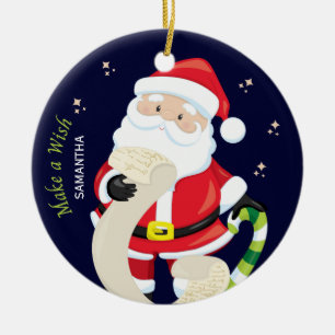 mit Santa einen Wunsch erfüllen Keramik Ornament