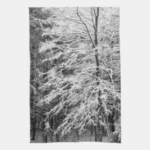 Mit Schnee umrissener Ahornbaum Küchentuch