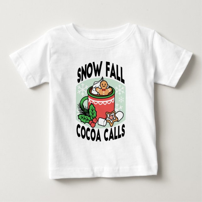 Mit Schneefall-Kakaoanrufen wärmen - Winter Drink Baby T-shirt (Vorderseite)