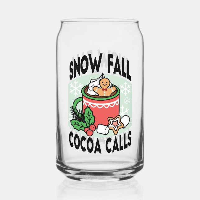 Mit Schneefall-Kakaoanrufen wärmen - Winter Drink Dosenglas (Vorderseite)