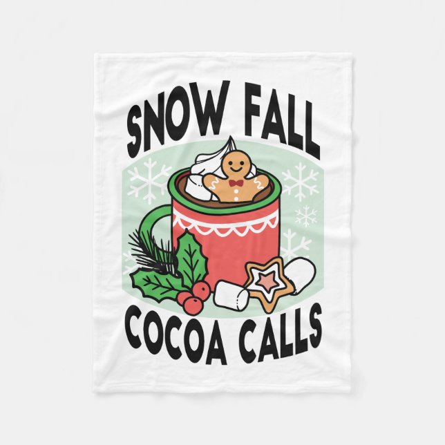 Mit Schneefall-Kakaoanrufen wärmen - Winter Drink Fleecedecke (Vorderseite)