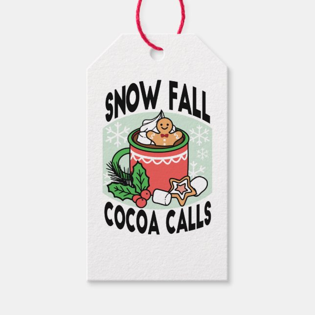 Mit Schneefall-Kakaoanrufen wärmen - Winter Drink Geschenkanhänger (Vorderseite)