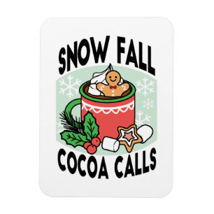 Mit Schneefall-Kakaoanrufen wärmen - Winter Drink Magnet