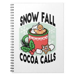 Mit Schneefall-Kakaoanrufen wärmen - Winter Drink Notizblock