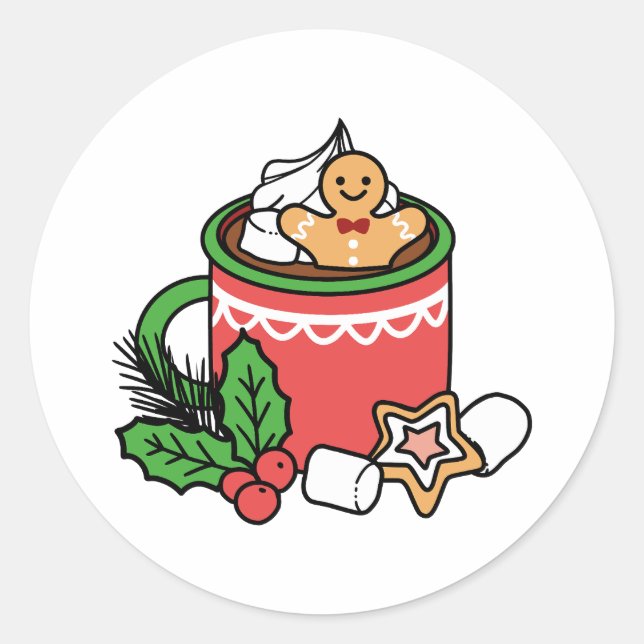 Mit Schneefall-Kakaoanrufen wärmen - Winter Drink Runder Aufkleber (Vorderseite)
