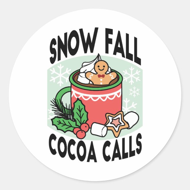 Mit Schneefall-Kakaoanrufen wärmen - Winter Drink Runder Aufkleber (Vorderseite)