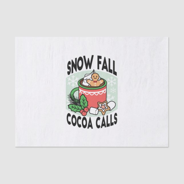 Mit Schneefall-Kakaoanrufen wärmen - Winter Drink Seidenpapier (Vorderseite)