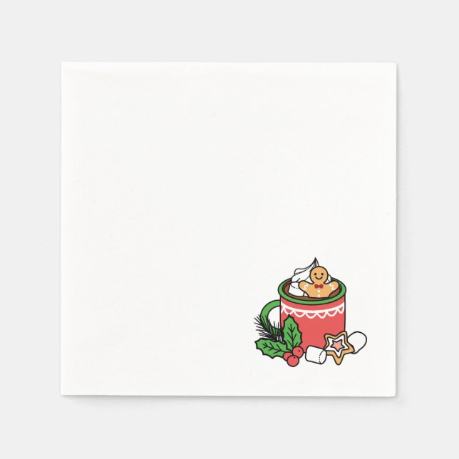 Mit Schneefall-Kakaoanrufen wärmen - Winter Drink Serviette (Vorderseite)